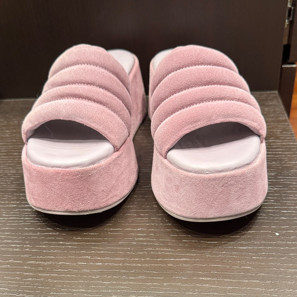 Free people puffy suede platform slides